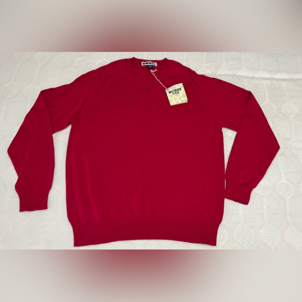 Boast Red v-neck sweater Timeless Classic Business Casual cotton M